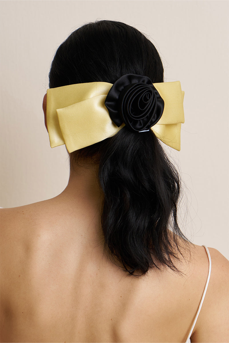 TUSCAN ROSE BOW SILK HAIR CLIPS - CULT MIA