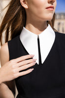 Lili Blanc black Signature Collared A-line top, stylish and versatile women's blouse with a collar and A-line silhouette.