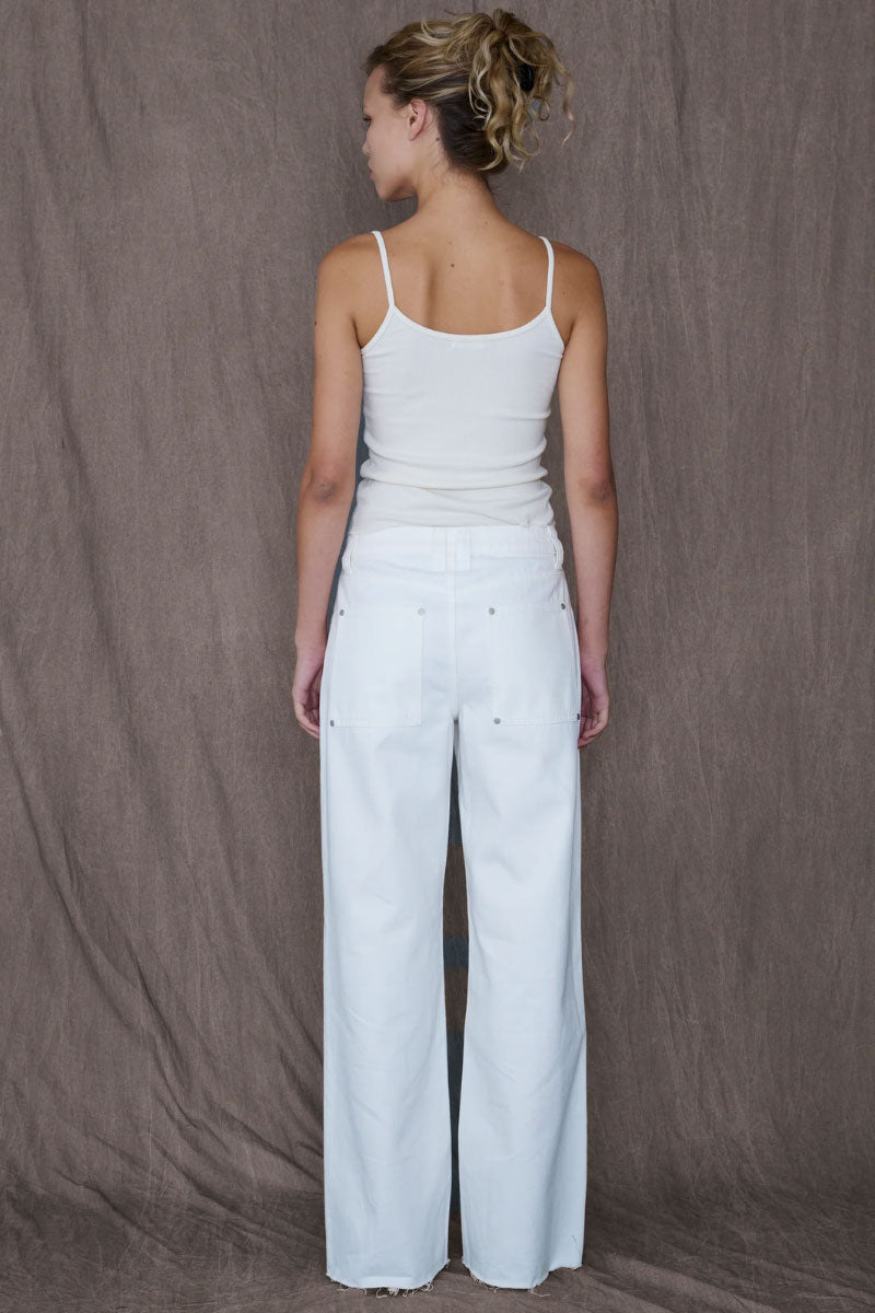 White Audrey Jean by TT Studios featuring classic denim style, high-waisted fit, and subtle stitching details.