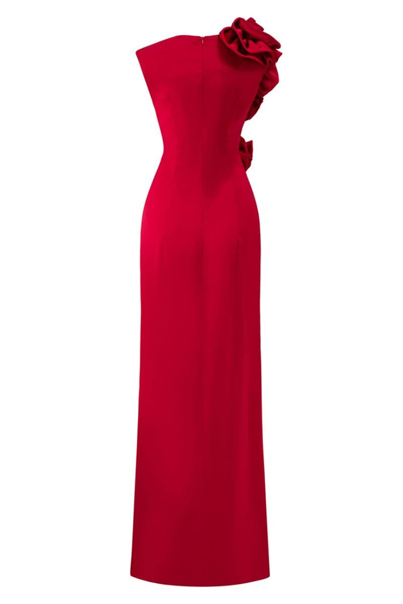 BORDEAUX ROSE DETAILS SLEEVELESS DRESS - CULT MIA