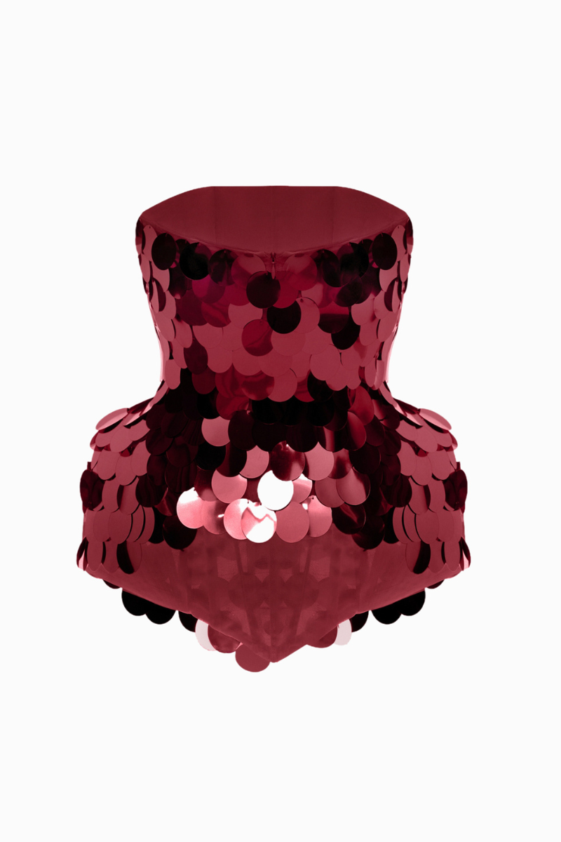 SEQUINED CORSET IN BURGUNDY - CULT MIA