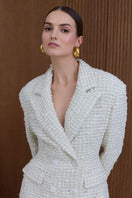 UNDRESS Petra Creamy Tweed Mini Blazer Dress, stylish women's mini dress with tailored fit and textured fabric.