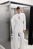 Nazlı Ceren Marylebone blazer with chiffon in white, tailored blazer featuring a stylish chiffon overlay, perfect for elegant occasions.