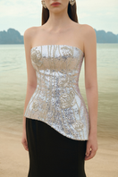 Lune De Soie shimmer taffeta co-ord top and skirt set, elegant matching outfit with shiny fabric and tailored fit.