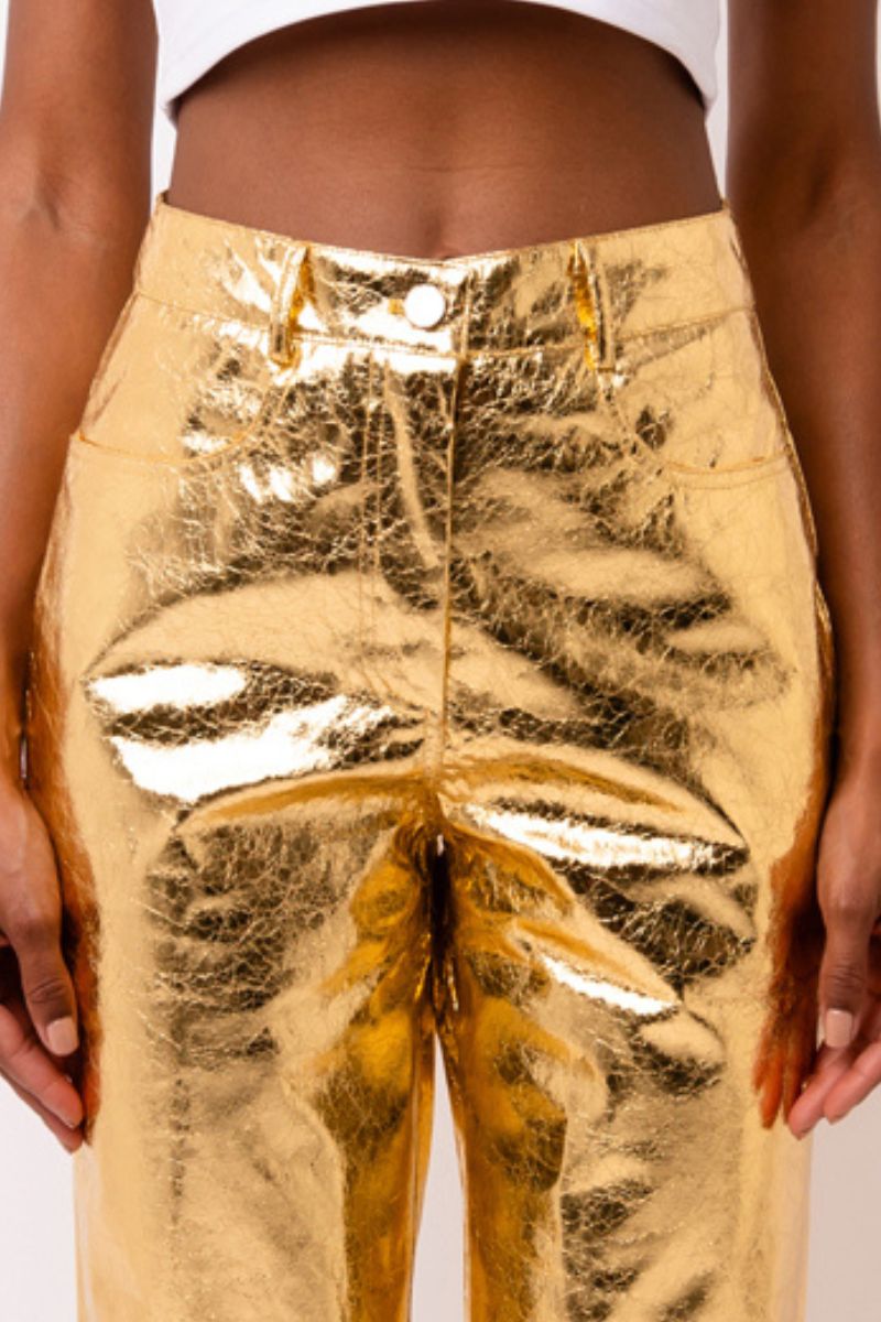 LUPE TEXTURED PANTS IN GOLD - CULT MIA