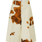 JINSUN printed wool silk Bermuda shorts in pale yellow, featuring a tailored fit and smooth fabric detail.
