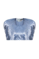 Blue sequin cape jacket by Balykina, showcasing shimmering sequins and stylish design on a fashionable outerwear piece.