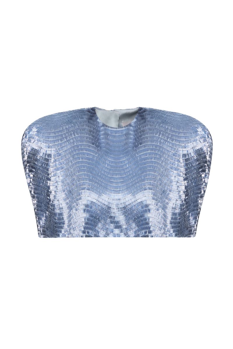 Blue sequin cape jacket by Balykina, showcasing shimmering sequins and stylish design on a fashionable outerwear piece.