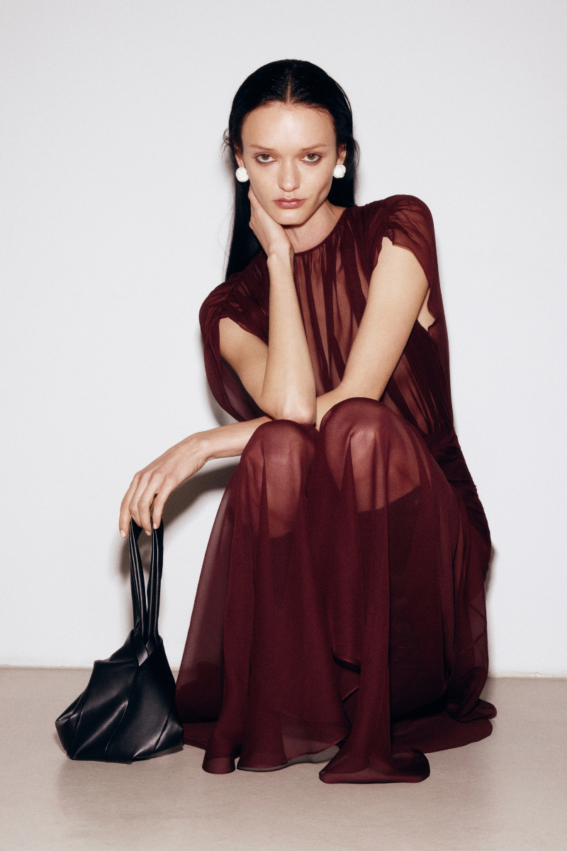 BORDO CHIFFON MAXI DRESS - CULT MIA