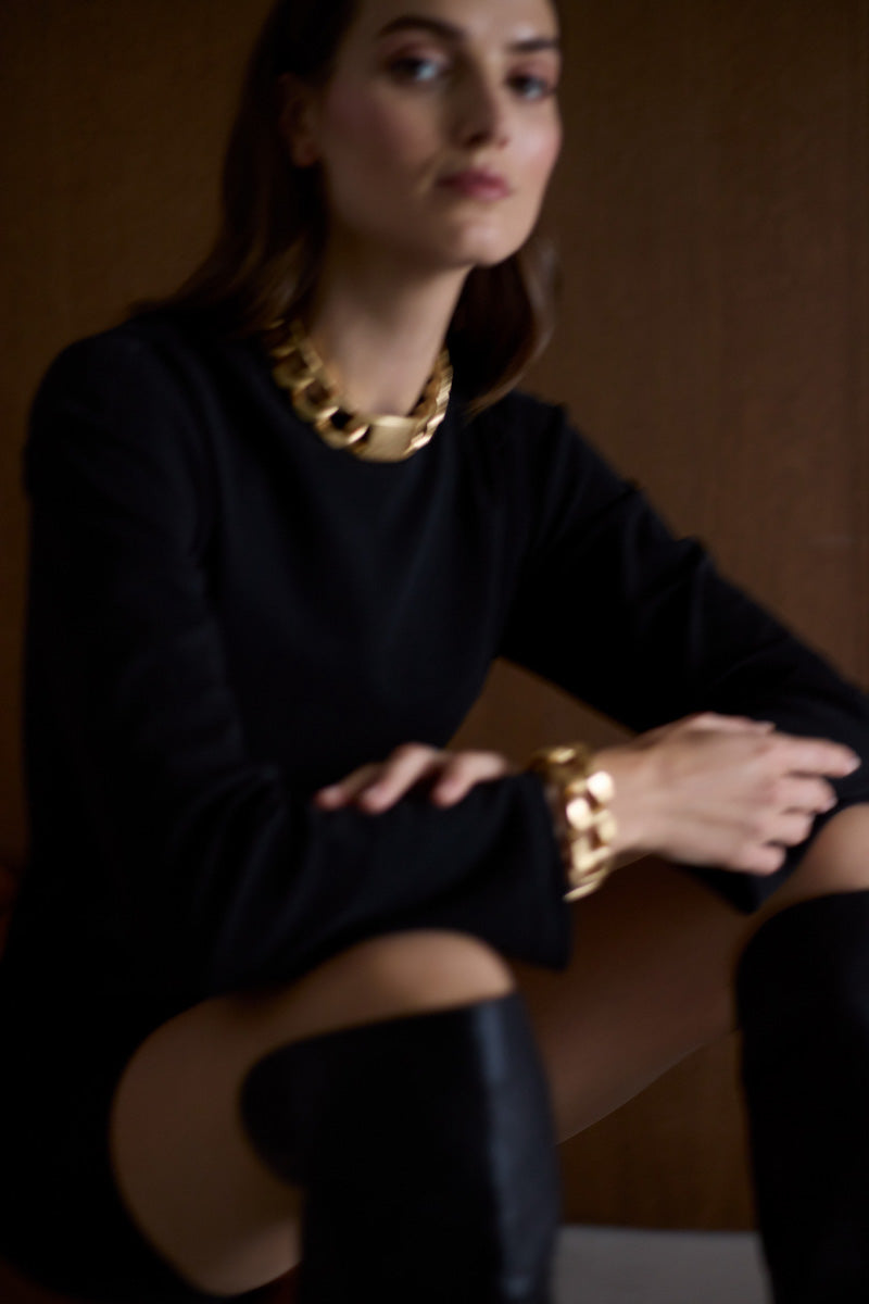 black mini jersey dress Black Rayon Plunge Jersey Mini Dress
