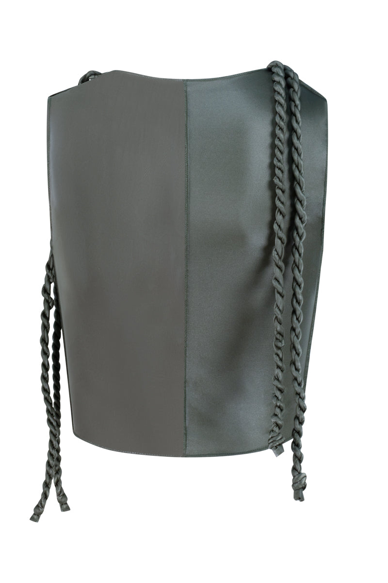 HALF HALF MESH AND SATIN TOP - CULT MIA