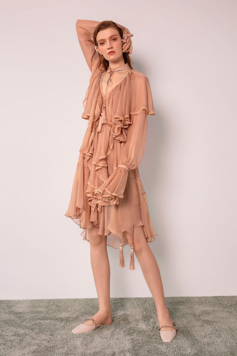 OCEAN OF THE TENDERNESS MIDI DRESS IN BEIGE - CULT MIA