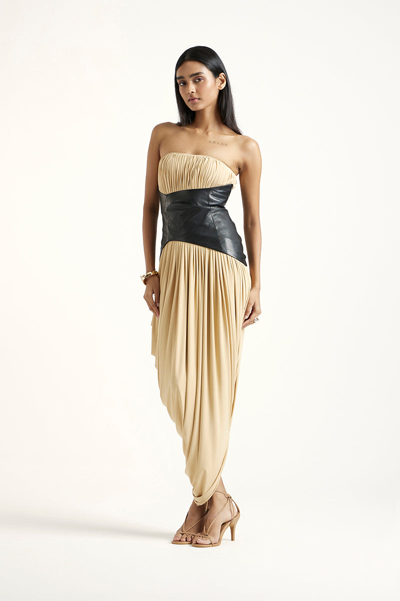 gold belt maxi dress Yellow Tie Dye O-Ring Cut Out Gold Belted Double Slit Maxi Dress Large