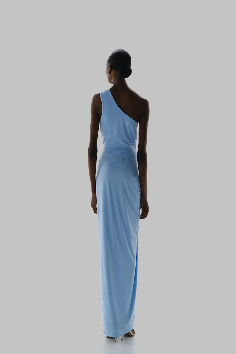 Baobab Canoa Maxi Dress in light sky blue with flowing fabric and sleeveless design, perfect for summer or casual wear.
