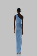 Baobab Canoa Maxi Dress in sky blue with flowing fabric, sleeveless design, and V-neck, perfect for summer or casual wear.