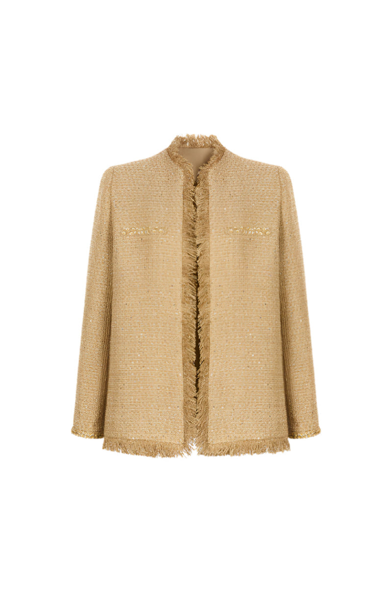 Montsand Gold Julia Jacket, stylish women's jacket with gold-tone design, featuring a tailored fit and premium fabric.