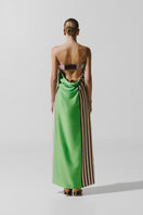 Baobab Lola maxi dress in Caffe Verde, elegant long floral dress with flowing fabric and sleeveless design.