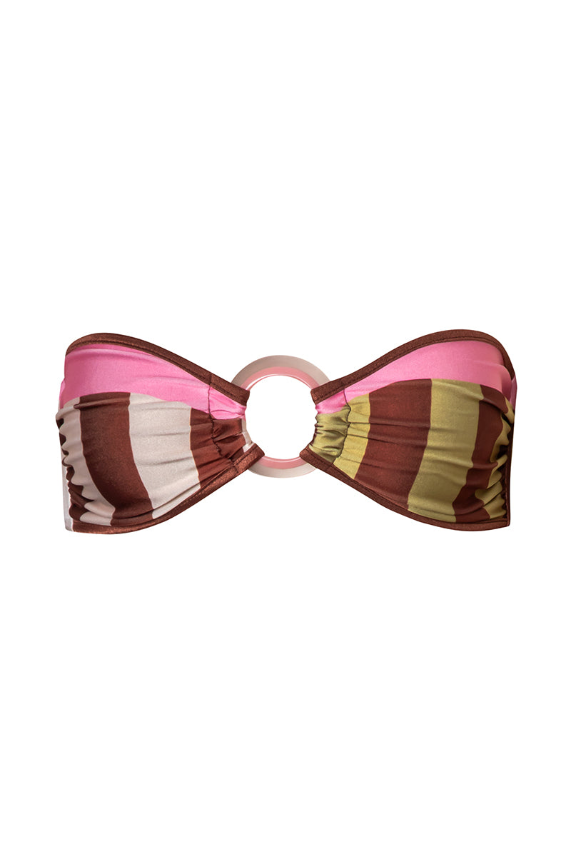 Baobab NALA bikini top in Oliva Rose with adjustable straps and floral pattern, perfect for beach or poolside wear.
