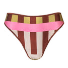 Baobab Kina bikini bottom in Oliva Rose with floral pattern, high-cut design and adjustable side ties on a white background.