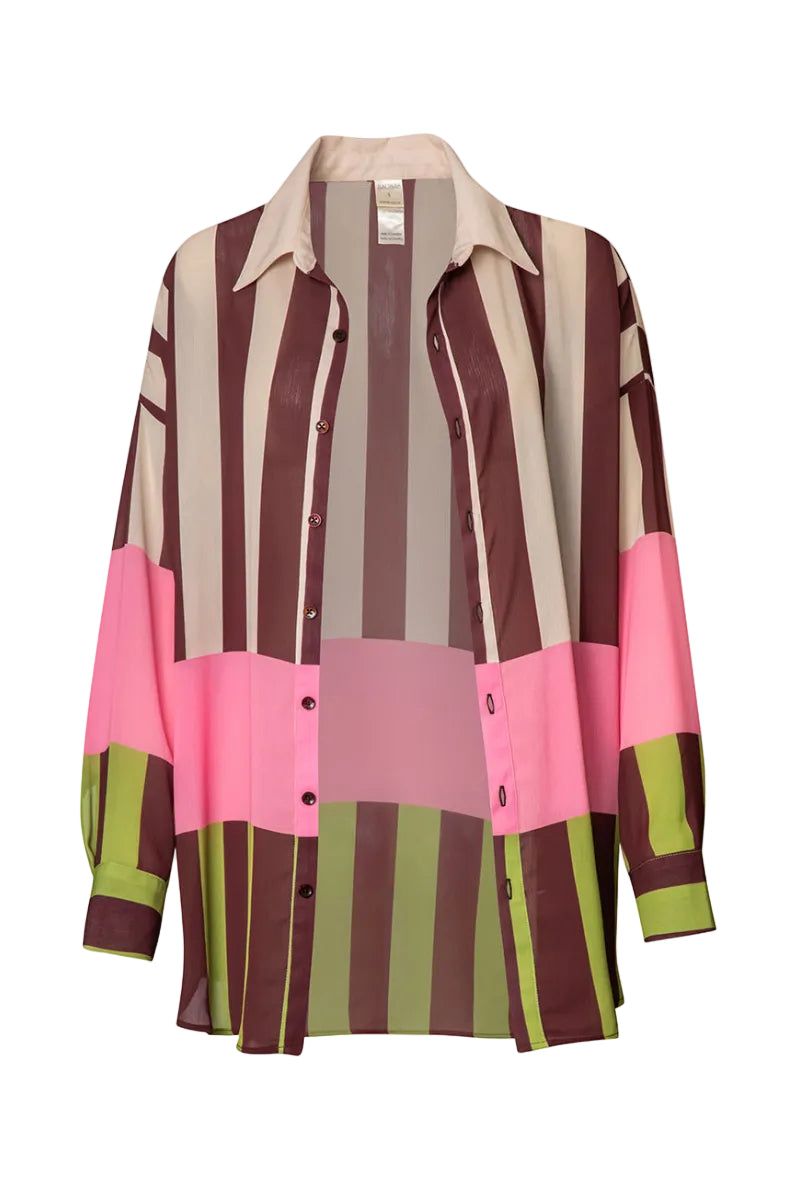 Baobab Lulu shirt in olive rose color, lightweight casual shirt with long sleeves and button-front design.