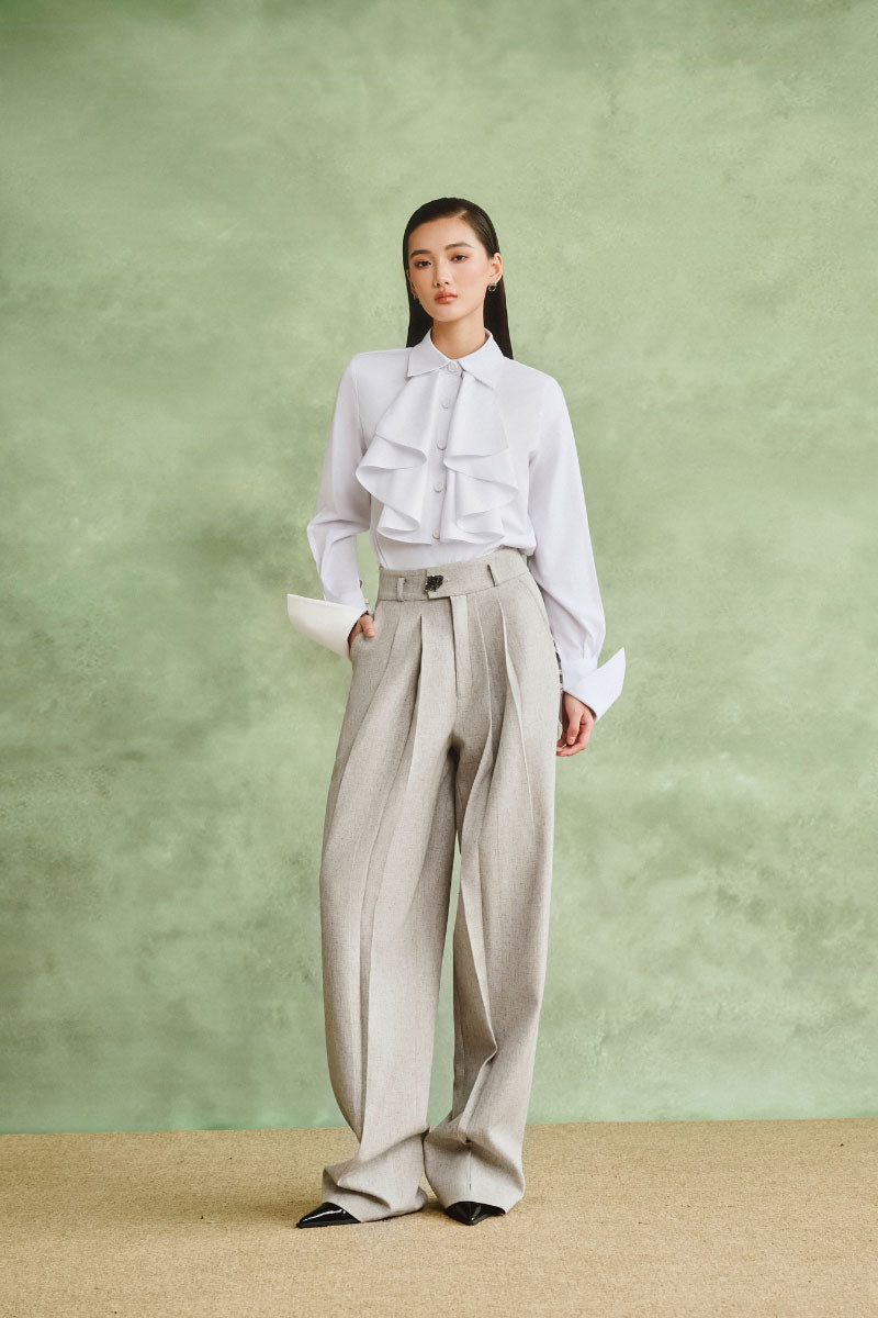 White Plan soft tailor co-ords set with matching top and pants in a comfortable, stylish fabric.
