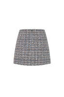 Multicolor tweed mini skirt by Valenciani featuring a classic, textured design and a stylish, fitted silhouette.
