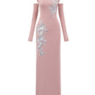 Elegant Dahlia Dress gown by Arti Apparel featuring flowing fabric and intricate detailing, perfect for formal occasions.