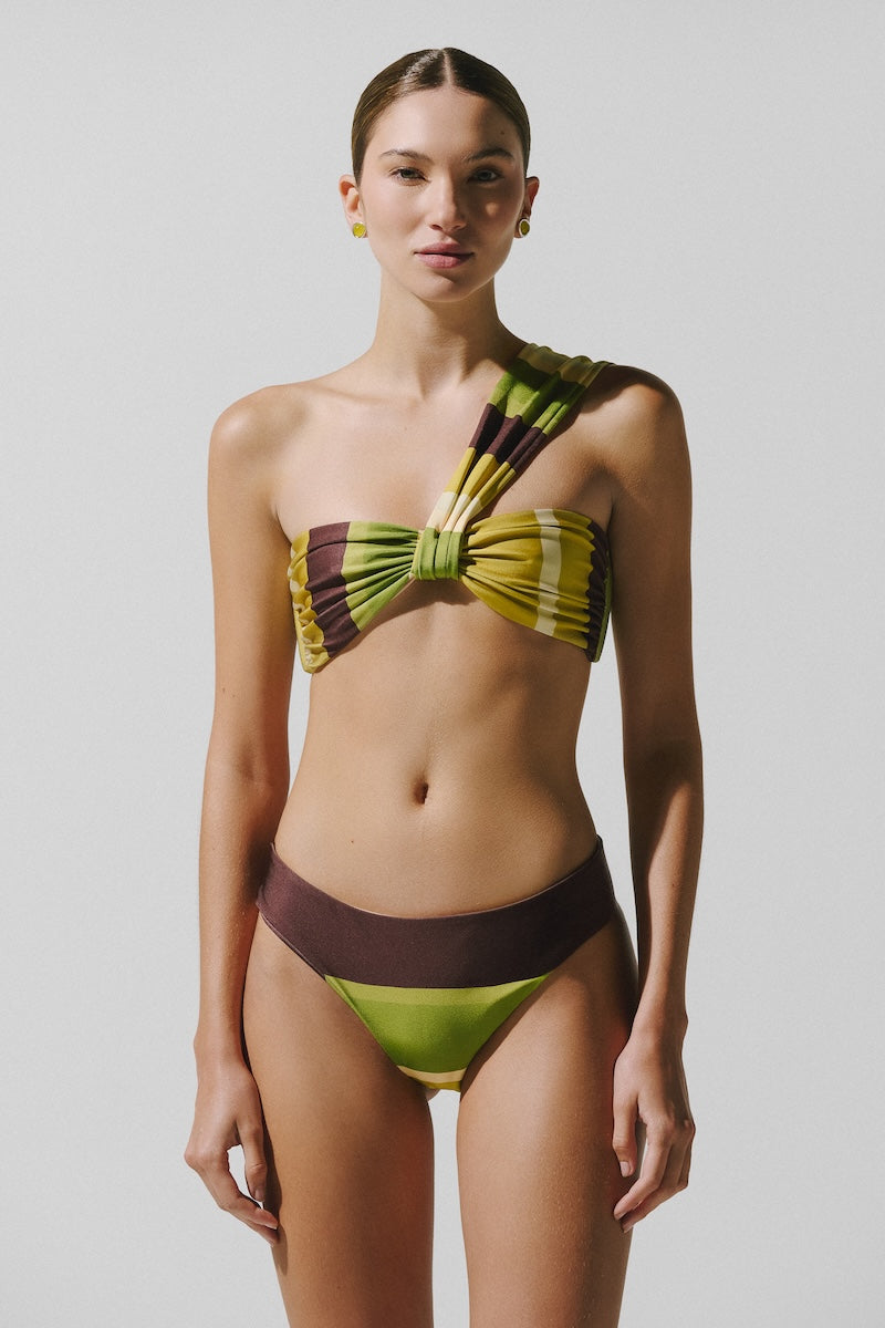 Baobab Maple Bikini Top in Limonata featuring bright yellow fabric and adjustable straps for a stylish beach look.