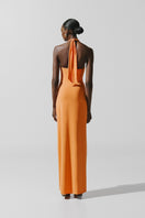 Baobab Eleonora maxi dress in caqui fabric, flowing design with long sleeves and elegant silhouette.