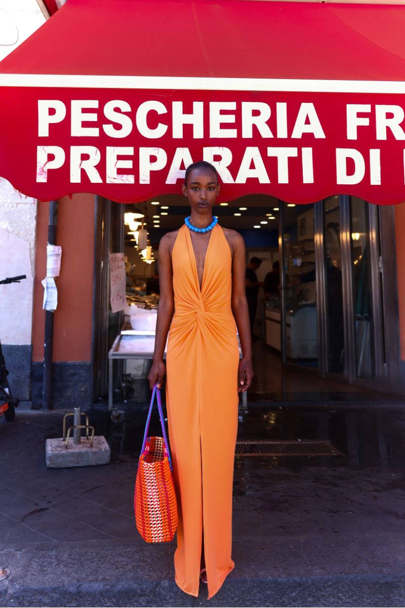 Baobab Eleonora maxi dress in caqui, flowing fabric, sleeveless design, and elegant style perfect for summer wear.