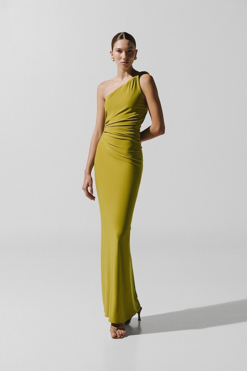 Baobab CELELE maxi dress in limoncello color, flowing design with spaghetti straps, perfect for summer or casual wear.