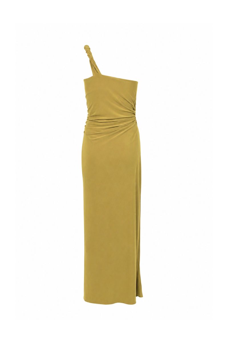 Baobab Celele maxi dress in limoncello color, flowing fabric, sleeveless design, and elegant length for summer wear.