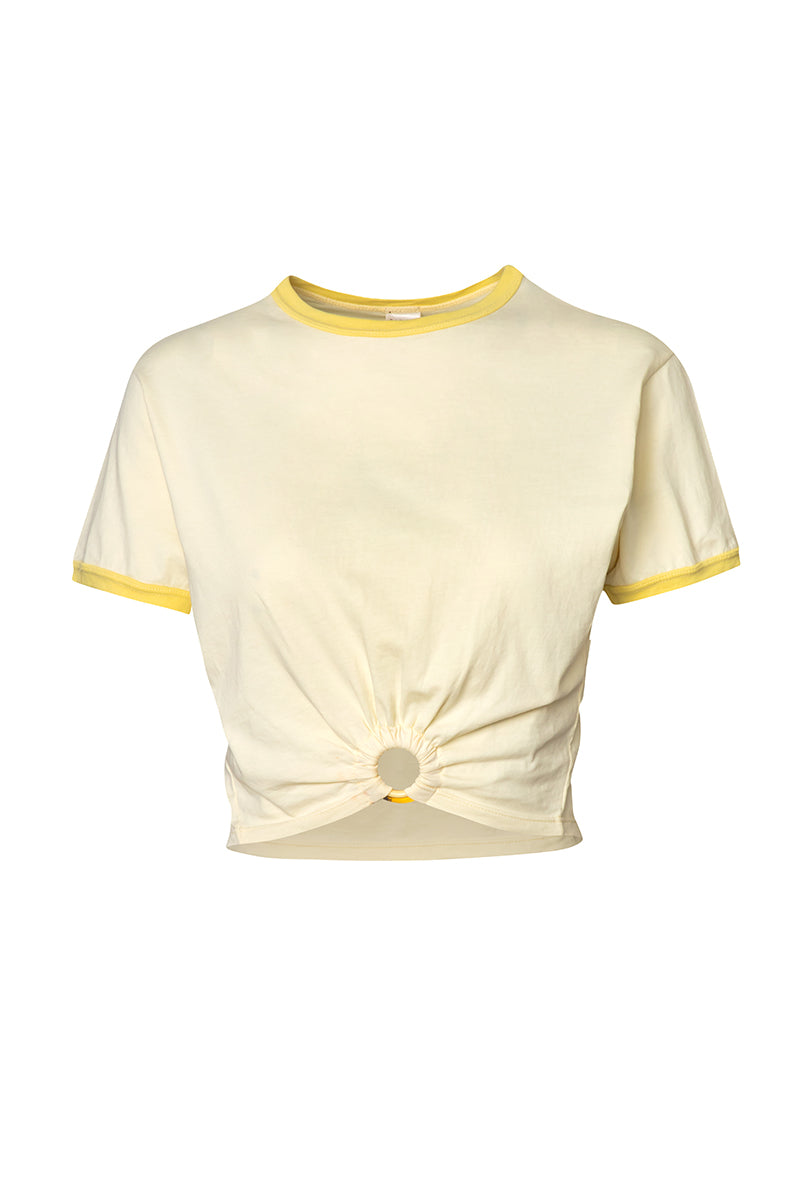 Baobab TIKA T-shirt in Crema Italiana color, casual shirt with a soft fabric, featuring a simple crew neckline and relaxed fit.