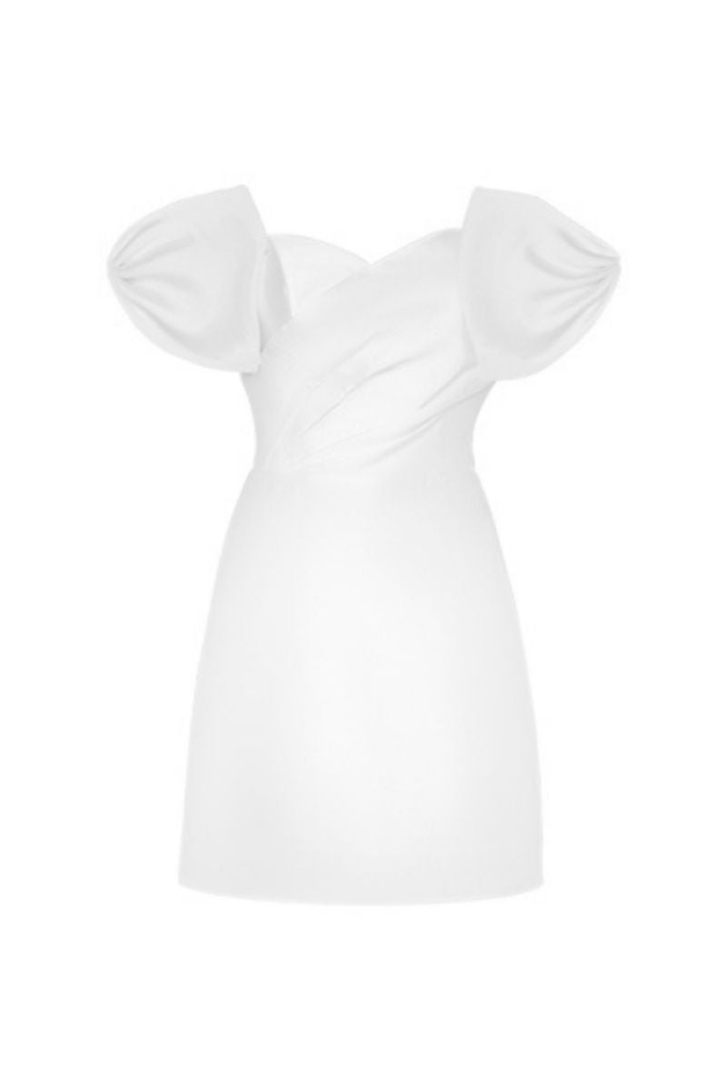 WINNIE WHITE BOW TIE A-LINE MINI DRESS - CULT MIA