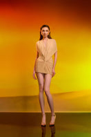 CEM draped cutout mini dress featuring a fitted silhouette, with stylish draping and cutout details, perfect for fashionable occasions.