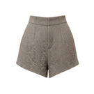 Lecia high-waist A-line shorts in light denim, featuring a relaxed fit and classic five-pocket design.