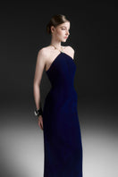 Maison Des Copains Lumirel sheath midi dress in royal blue, featuring a fitted silhouette and elegant design, perfect for formal occasions.