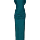 Elegant LEDIEL Mocca Largo gown in emerald green with flowing fabric and sophisticated design, perfect for formal occasions.