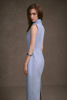 Pastel blue sleeveless maxi dress by Keira Tong, featuring a flowy, lightweight design and a relaxed fit for casual or summer wear.
