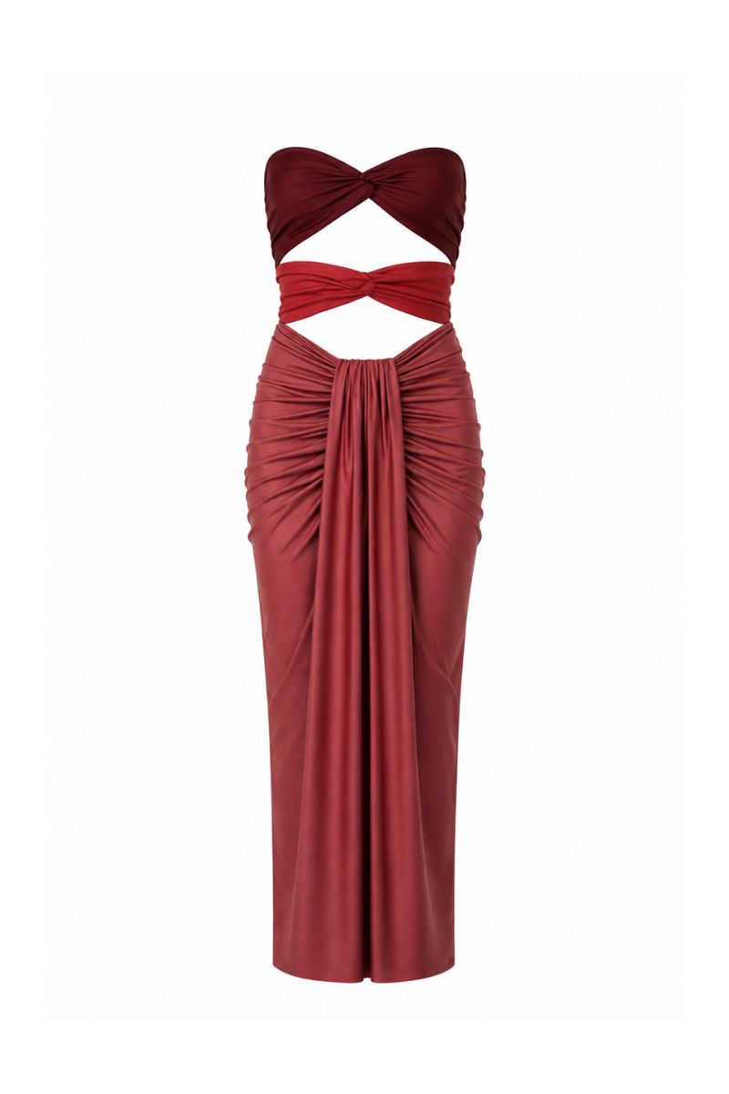 Baobab Giselle maxi dress in Amorino color, flowing fabric, and elegant design, perfect for summer or special occasions.
