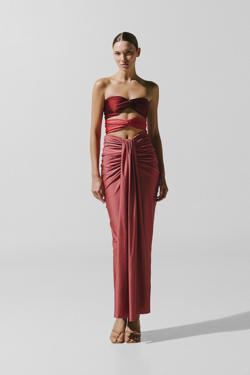 Baobab Giselle maxi dress in Amorino color, flowing fabric, and elegant design, perfect for casual or formal occasions.