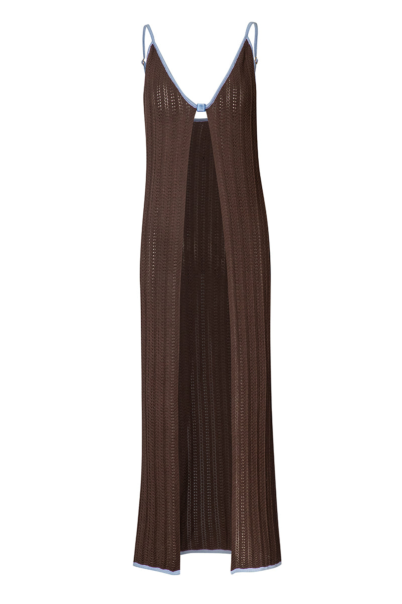 Baobab Clarissa top in Moca Blu showing a stylish sleeveless blouse with a relaxed fit and soft fabric.