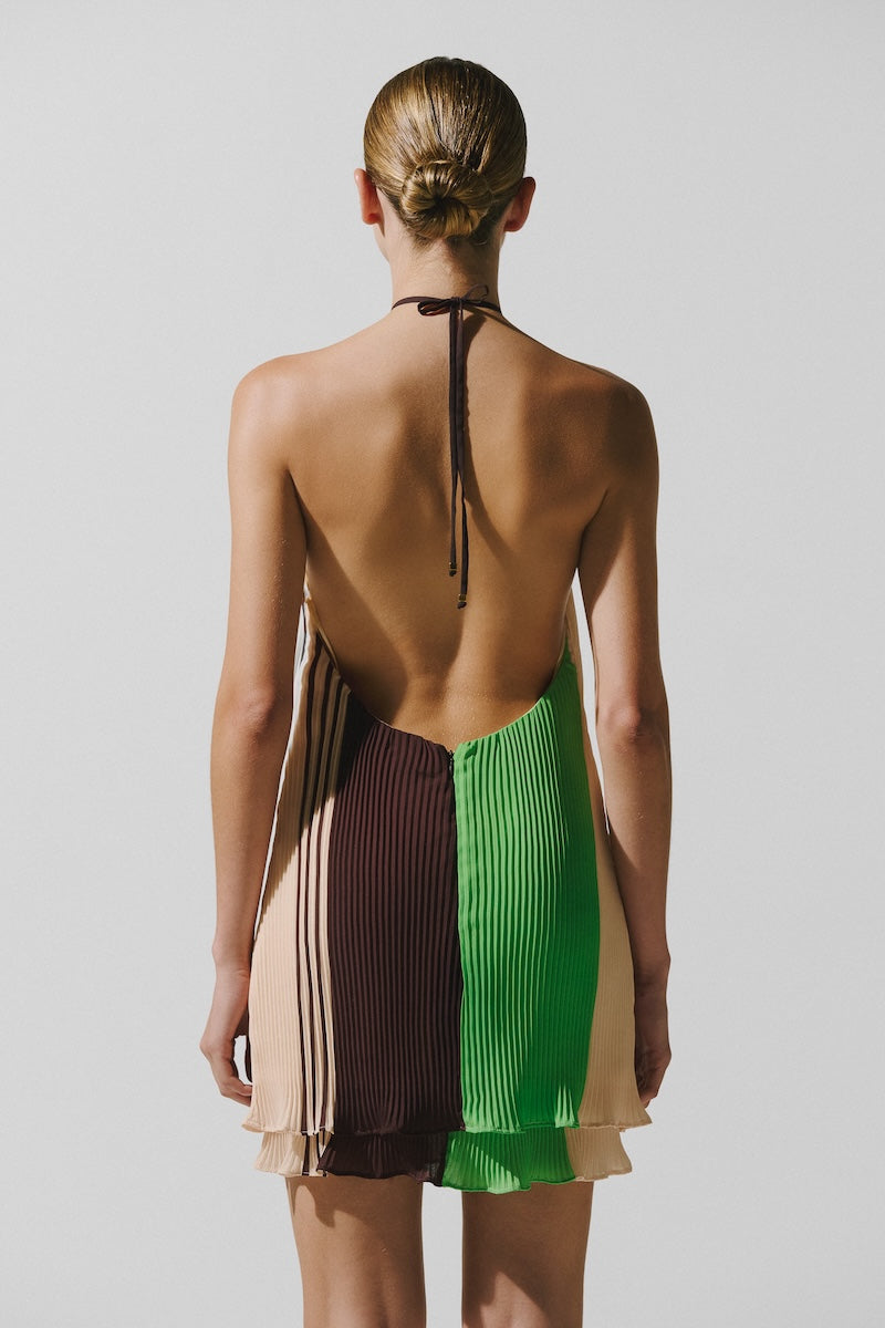 Baobab Coco Mini Dress in Caffe Verde, stylish short dress with a vibrant green color, perfect for casual or summer wear.