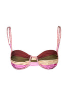 Baobab Lula bikini top in Oliva Rosé with adjustable straps and floral design, perfect for summer beachwear.