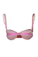 Baobab Lula bikini top in Oliva Rosé with floral pattern, adjustable straps, and supportive design for stylish beachwear.