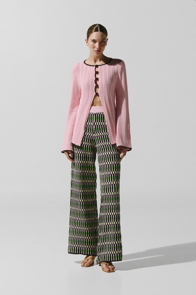 Baobab Kina Pants in Disco Rosa with a stylish fit, featuring vibrant pink fabric and modern design, perfect for trendy outfits.