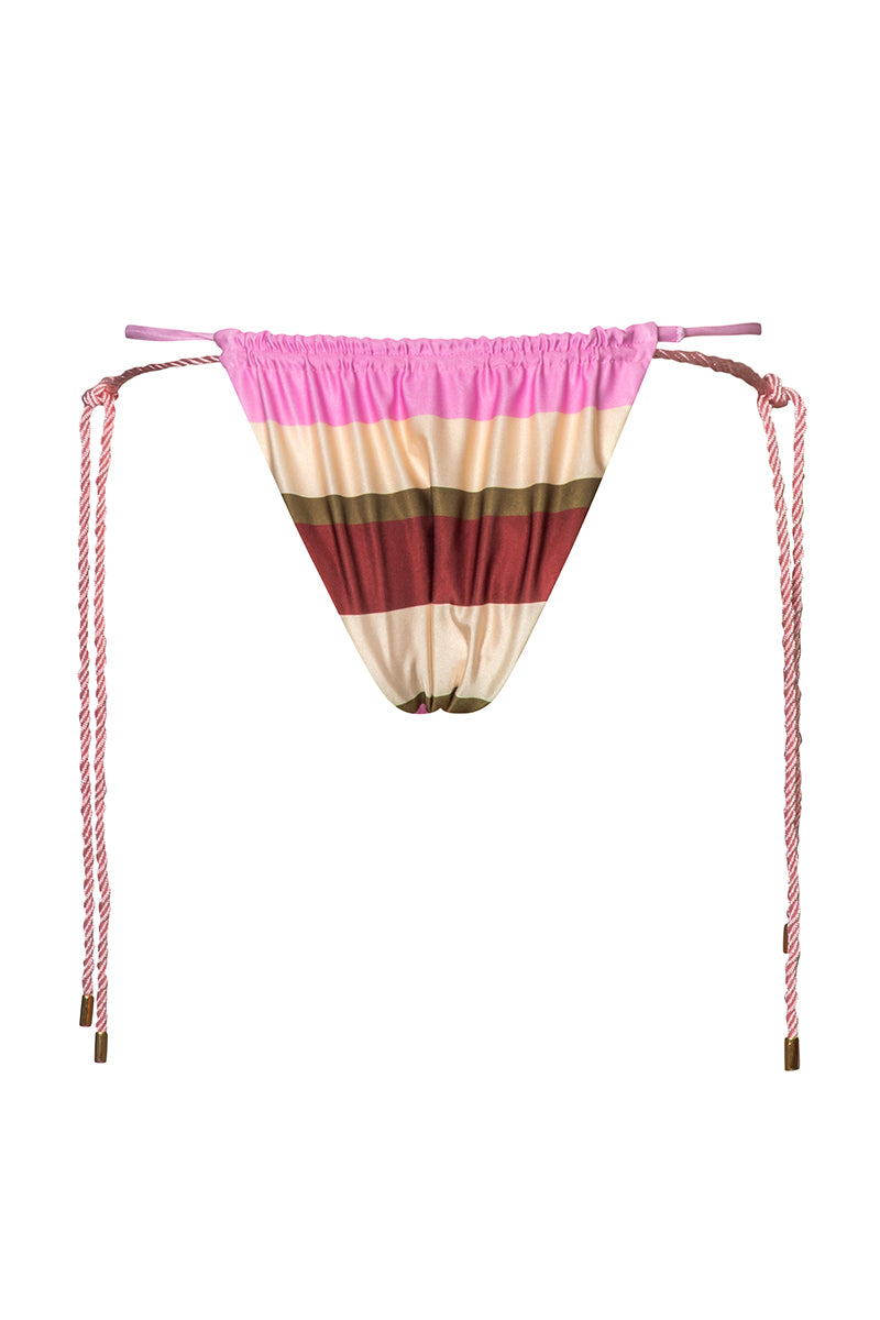 Baobab Lula bikini bottom in Oliva Rosé with floral pattern and adjustable side ties, perfect for beachwear.