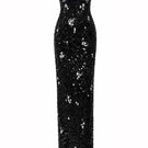 Black Luna sequin gown by HACCHIC COUTURE featuring shimmering sequins and elegant floor-length design.