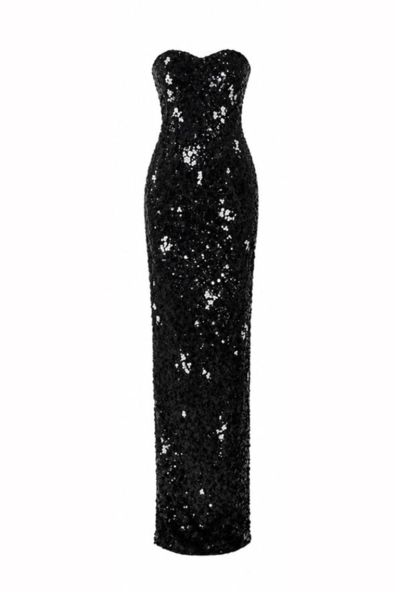 glitter maxi dress black Obsession | Sequin Bardot-Neck With Long Sleeves Floor length LUNA SEQUIN GOWN IN BLACK