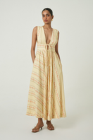 Summer Away Soleil Maxi Dress in floral trail with flowing fabric and vibrant floral pattern, perfect for summer occasions.